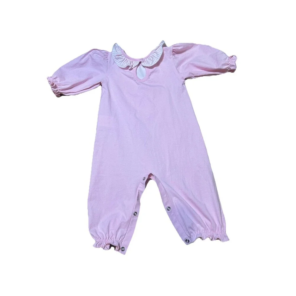 Busy Bees Smocks Girls 6m Ruffled Long‎ Sleeve Romper